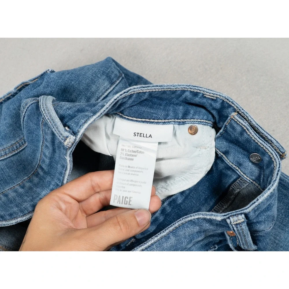 PAIGE High Rise Straight Leg Blue Denim Jeans Size 28 Medium Wash
